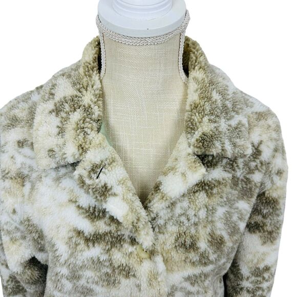Woolrich Deep Pile Fleece Jacket Button Down Snowflake Womens Size M White Gray - Picture 2 of 10
